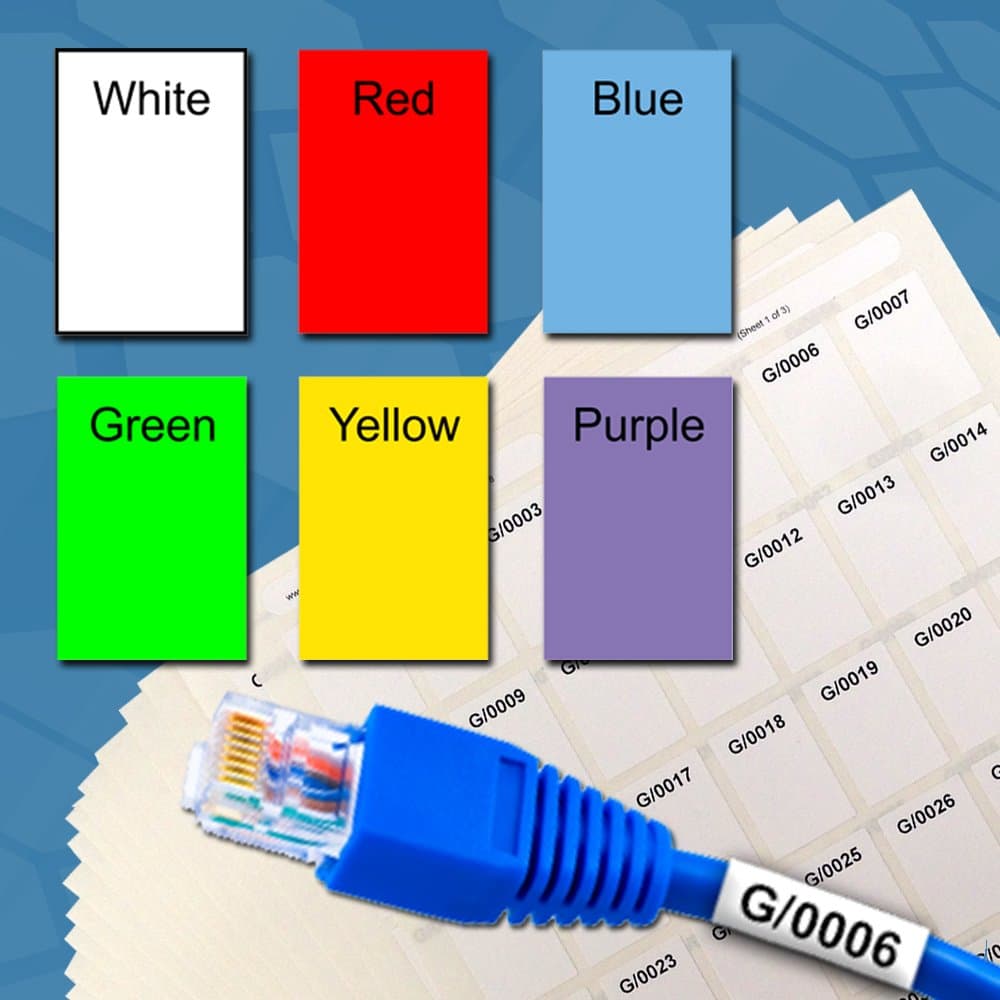 Cable Labels (1000) - Ideal for Network or Power Leads (White)