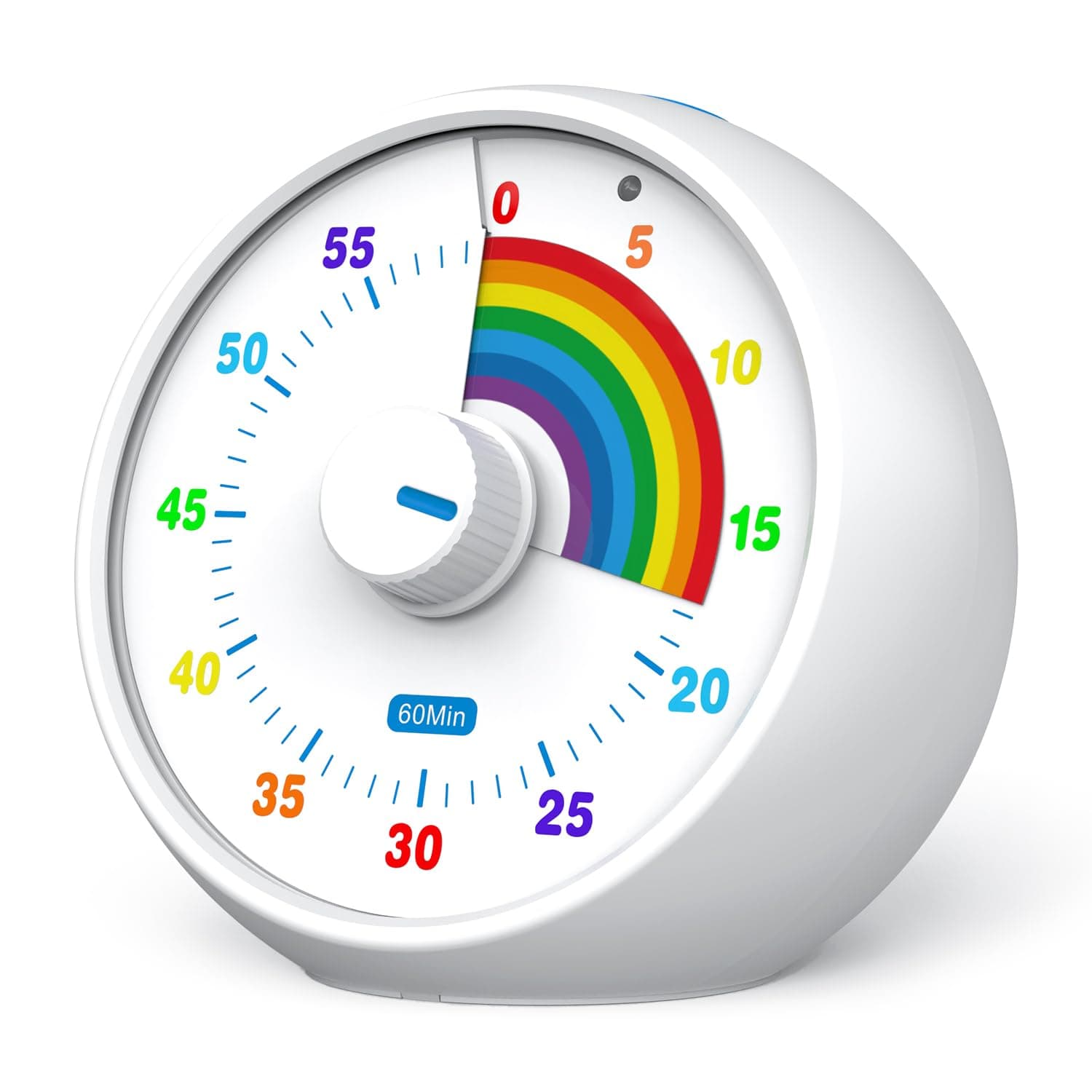 Visual Timer for Kids, 60-Minute Countdown for Classroom Office Kitchen, Desk Timer Kids Time Management Tools with Silent Operation, Pomodoro Timer Rainbow Pattern(White)