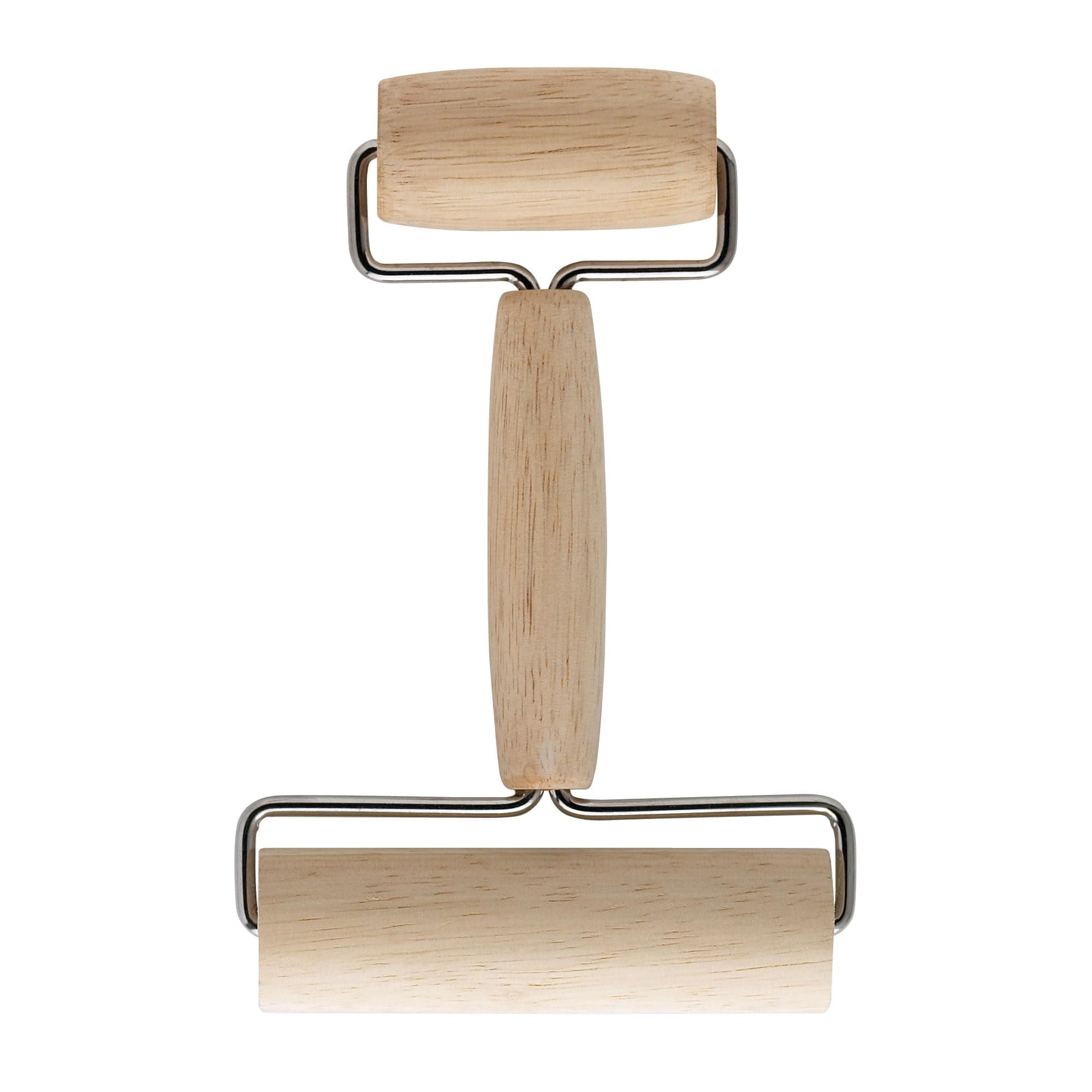 Mrs. Anderson's Baking Double Dough Roller, Includes 4.125 and 2.375-Inch Wide Cylinders, Rubberwood