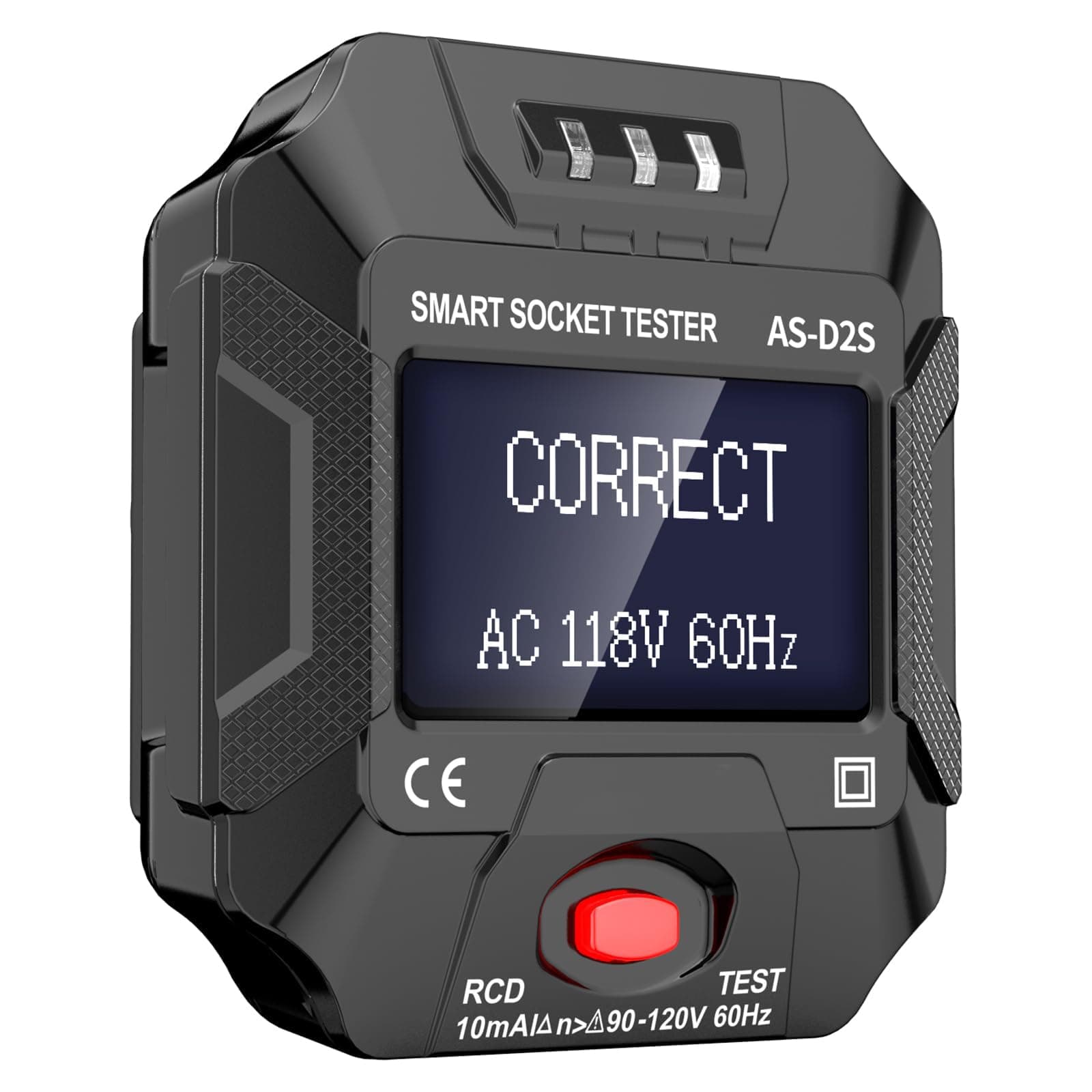 Outlet Tester with LCD Display,Electrical GFCI Trip Tester, Receptacle Detector for 3 Prong AC Voltage Sockets, Identifies Wiring Problems in Plain English