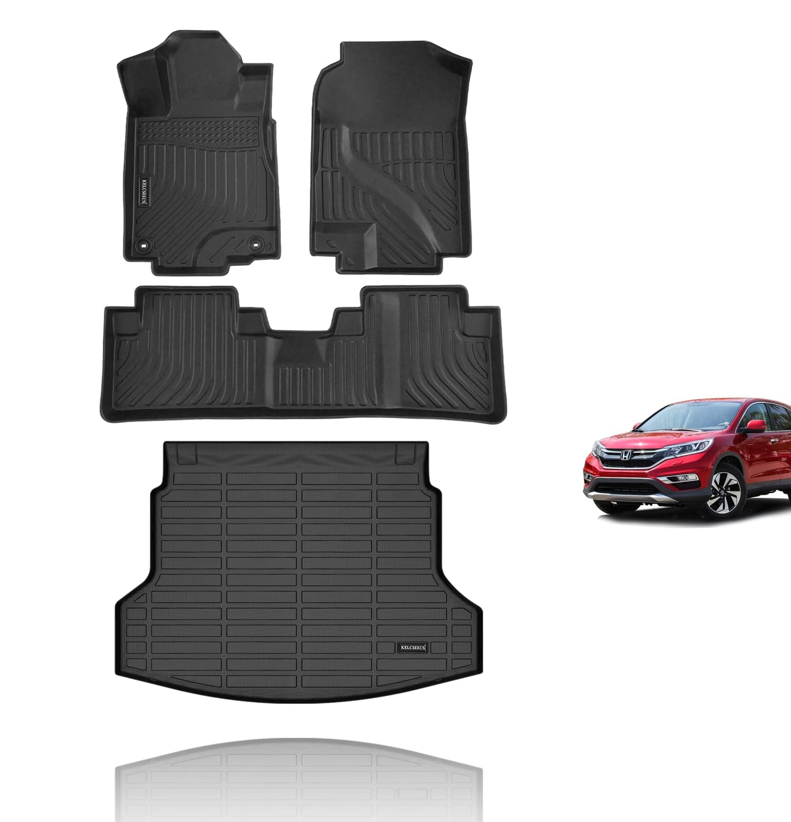 KELCSEECS Floor Mats & Cargo Liner for 2012 2013 2014 2015 2016 Honda CR-V LX/SE/EX(No Subwoofer)(Not Fit for CRV Touring) Car Mats Cargo Mat Trunk Mat Honda CRV Floor Mats Accessories
