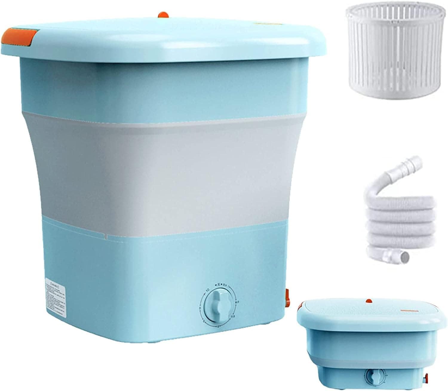 VUCATIN Portable Washing Machine Foldable, Mini Washer Machine, 12L Large Capacity Mini Washer Maching for Underwear, Baby Clothes, Travel, RV, Camping, Home or Apartments Laundry Used (updated/blue)