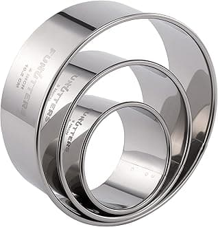 Cookie Cutter Set, 3 Pc Kit, Measuring 2'', 3'', and 4'', Round Metal Baking Rings for Pastry, Biscuits, and Dough Cutting, Heavy Duty and Reusable, Multiple Sizes