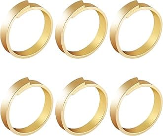 Gold Napkin Rings Set of 6- Roundness Metal Gold Napkin Holder, Fall Thanksgiving Christmas Napkin Rings for Table Decorations, Wedding, Banquet, Valentines Easter