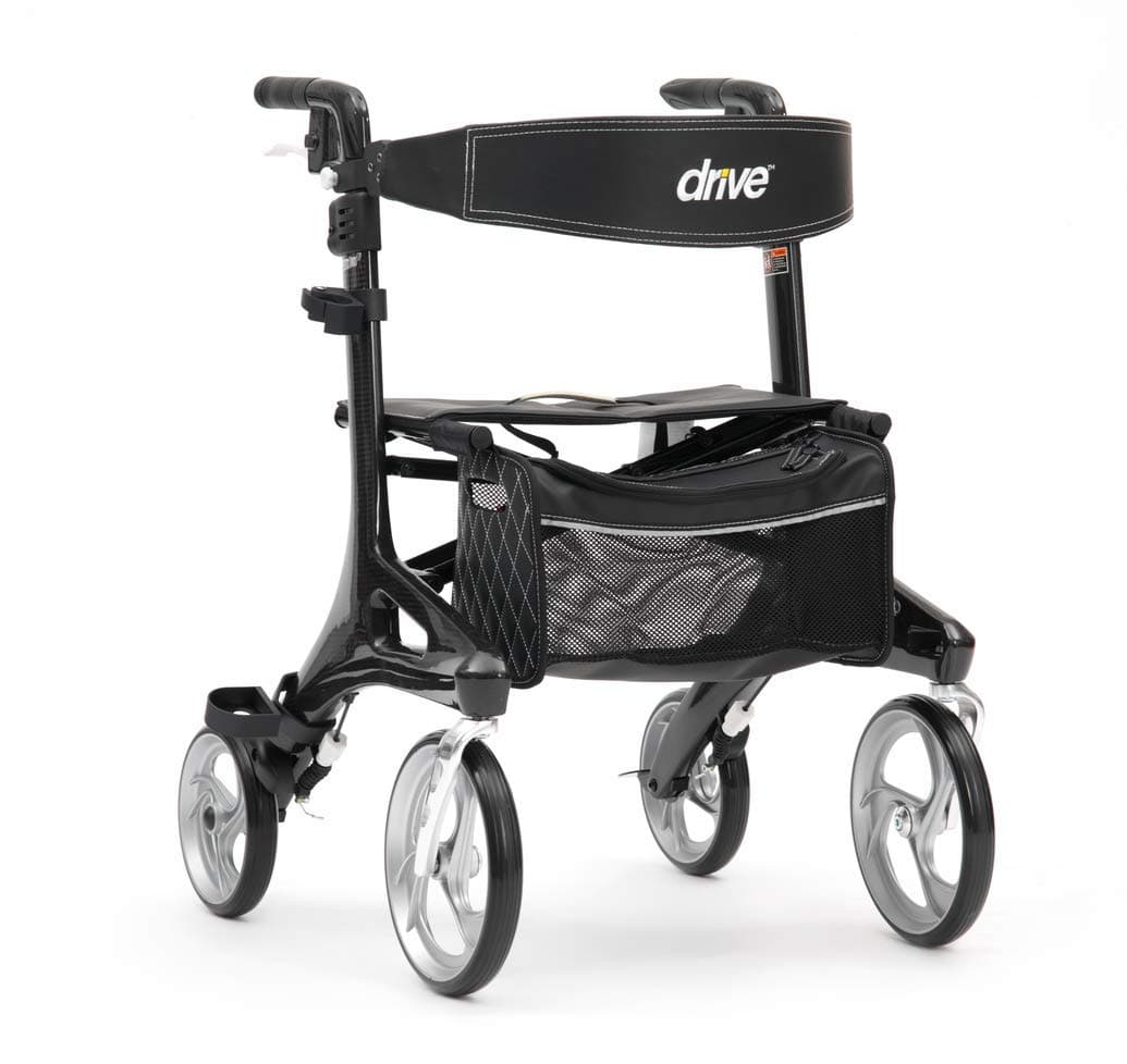 Drive Devilbiss Nitro Elite Carbon Fibre Rollator with Backrest, Seat and bag