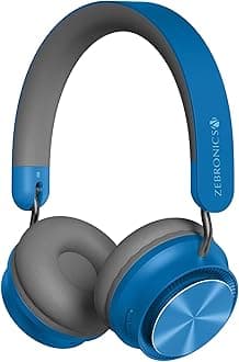 ZEBRONICS Zeb-Bang PRO Bluetooth 5.0 Headphone, 30H Backup, Foldable Design, Call Function, Voice Assistant Feature, Built-in Rechargeable Battery, Type C Charging, 40mm Driver and AUX. (Blue)