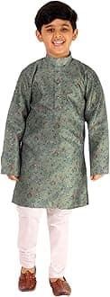 Pro-Ethic Style Developer Boys Silk Floral Kurta Pajama Set | Embellished Design | Ethnic Wear