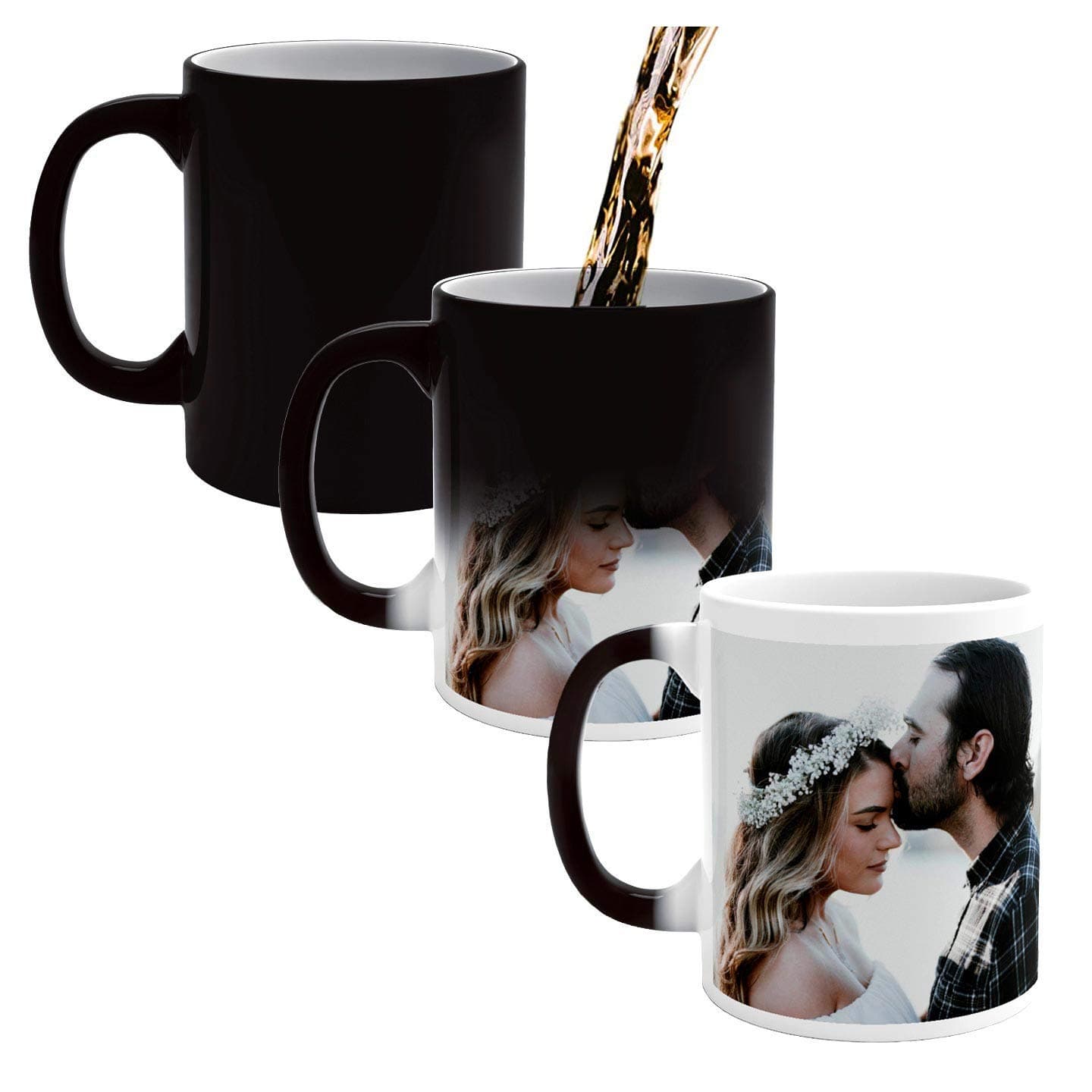 Custom Coffee Magic Mugs - Heat Sensitive Personalized Color Changing Cups Add Your Photo Text - Unique Gift for Family Friends Birthday Aniversary - 11 & 15 oz