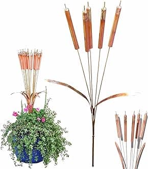 Copper Cattail Wind Chimes, 3FT Unique Handcrafted Cattail Wind Chime Garden Stake Metal Sculpture, Copper Cattail Windchimes Garden Art, Outdoor Cattail Stake for Home Balcony Tree Patio (1pcs)
