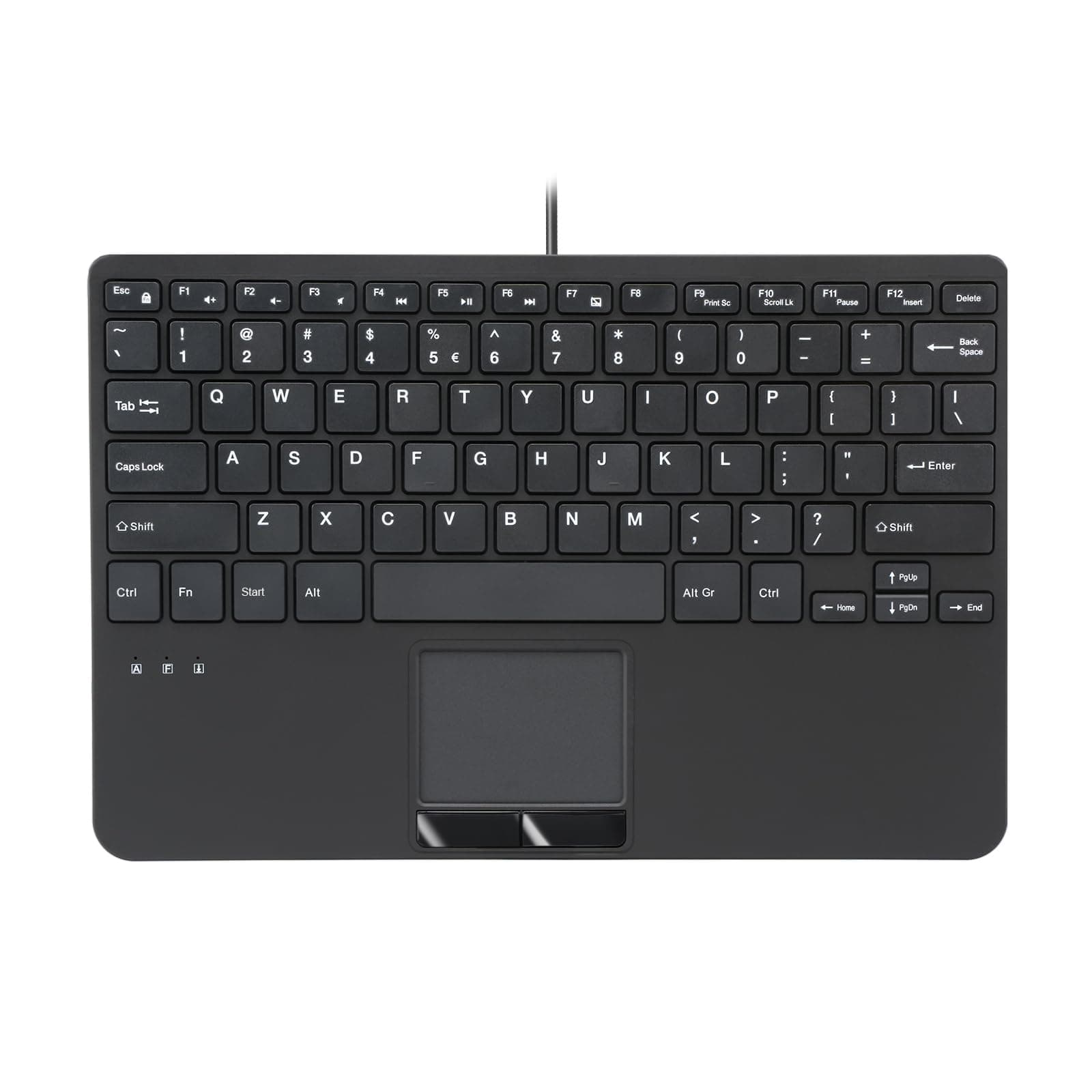 PERIBOARD-525 US, Wired Mini USB Keyboard with Touchpad - X Type Scissor Keys - 11.18x7.17x1.1 Inches - Build-in 2 USB Hubs - US English
