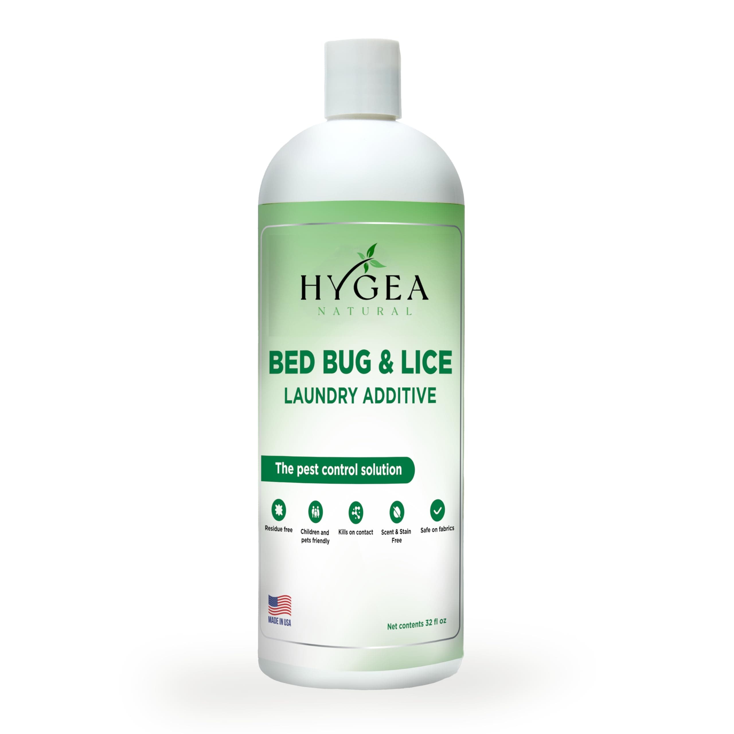 Hygea Natural Lice and Bed Bug Laundry Additive - Environmentally Responsible, Odorless, and Stain-Free Liquid Laundry Treatment - Safe for Children and Pets - Any Water Temperature (32 Fl Oz)