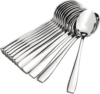 Kodenipr Club Stainless Steel Dining Spoons Set of 12 for Kitchen, Table Spoon Set, Length 16.6cm (Medium)