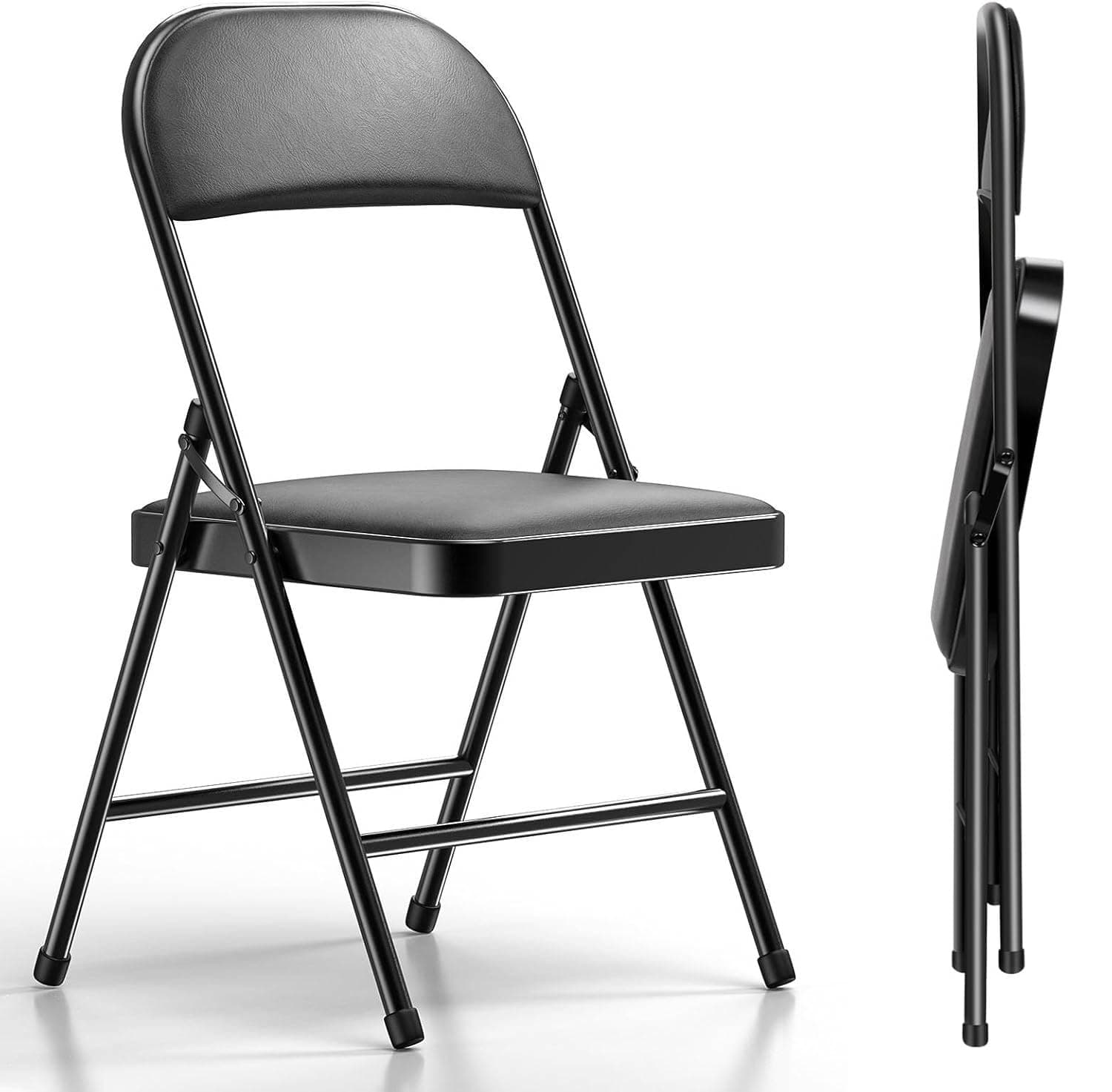 MOMENT Folding Chair With Padded Seats Foldable Multi Functional Portable Chair For Home Dining Office Balcony Outdoor Fishing, Black