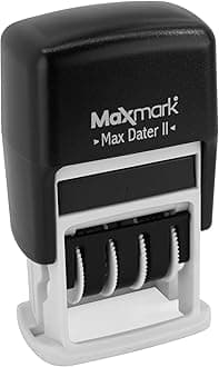 MaxMark Self-Inking Rubber Date Office Stamp with E-MAILED Phrase & Date - Black Ink (Max Dater II), 12-Year Band