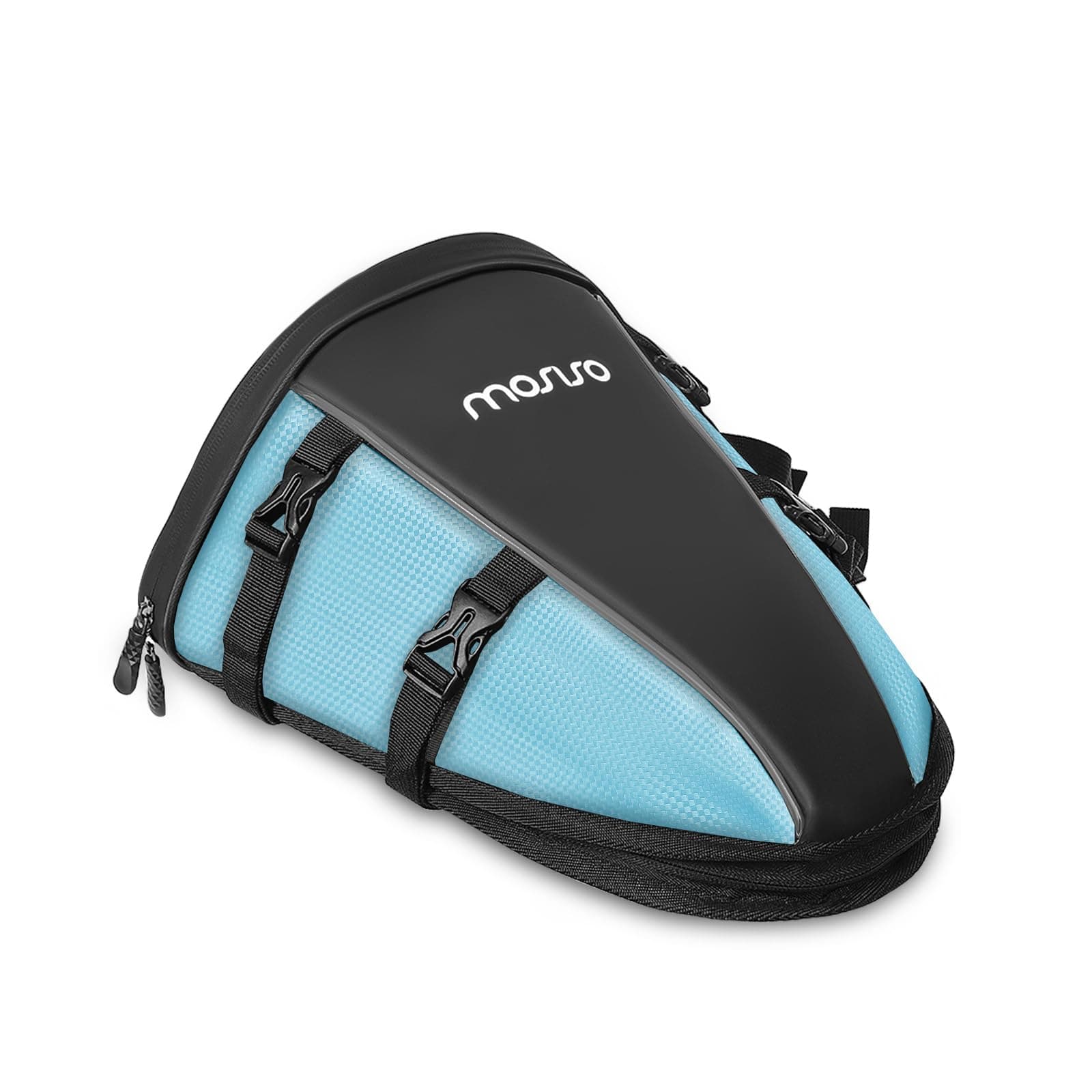 MOSISO Motorcycle Tail Bag Multifunctional Waterproof Polyester Storage Saddle Bag, 10L Outdoor Sports Motorbike Rear Seat Light Tank Handbag Tool Carry Pouch with Shoulder Strap, Ice Blue