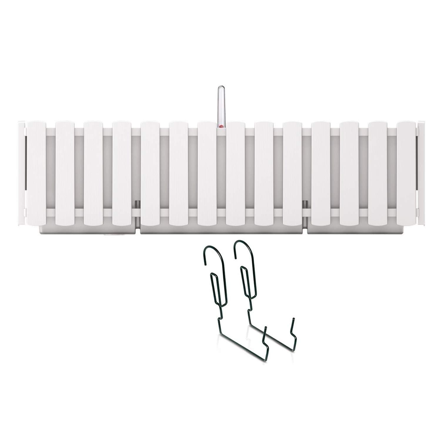 Prosperplast Boardee Fencycase Balcony Box with Hanging and Watering System, Flower Box, Flower Pot with Hook Planter (580 mm Length, White)