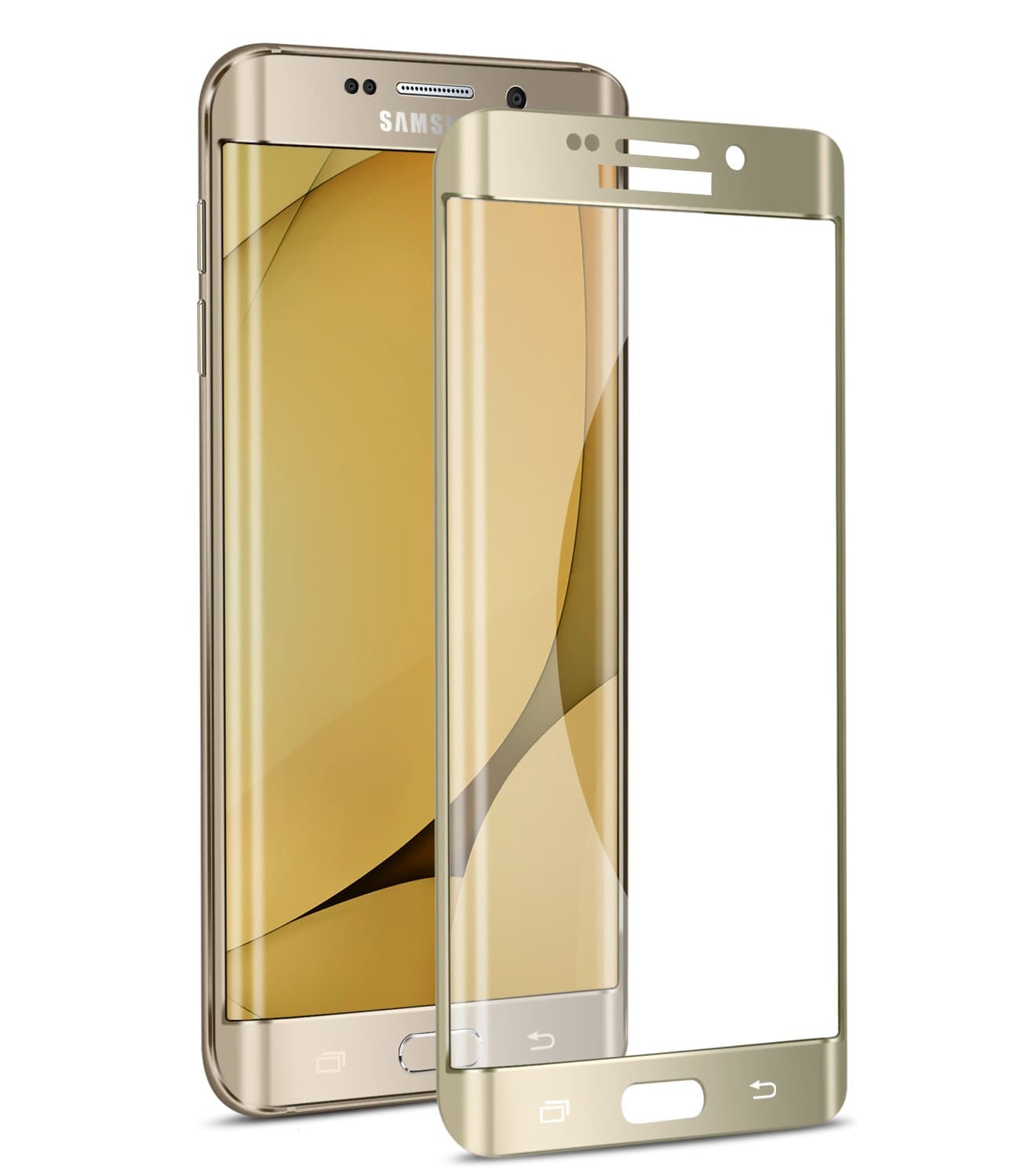 Galaxy S6 Edge Plus Screen Protector,Elebase 3D CurvedTempered Glass,Anti-Scratch,9H Hardness,Full Coverage,Clear Anti-Bubble Cover for Samsung Galaxy S6 Edge Plus(Not for S6 Edge)(Gold)