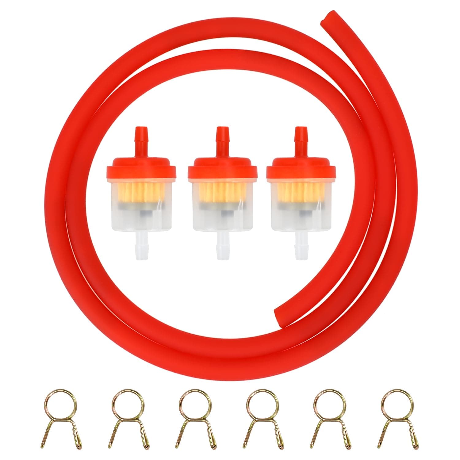 Gas Hose Line Fuel Filter Spring Clips for 110cc 50cc 125cc 150cc Kazuma Meerkat Redcat Falcon Taotao ATV Dirt Bike Scooter Quad twister 150 GTS Buggy Go Kart Parts Red