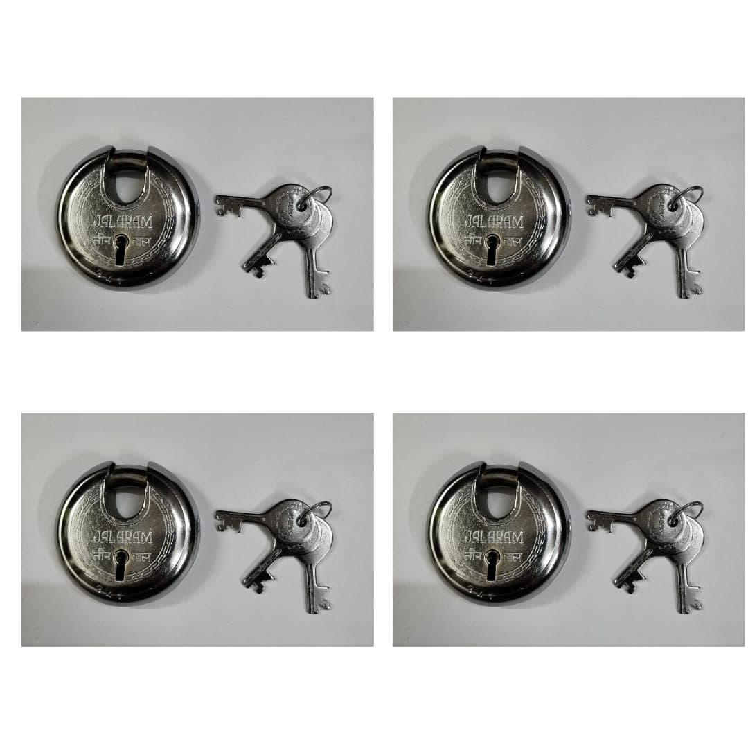 Jalaram Pack of 4 Padlock Medium Size Shutter Round Lock with 3 Keys