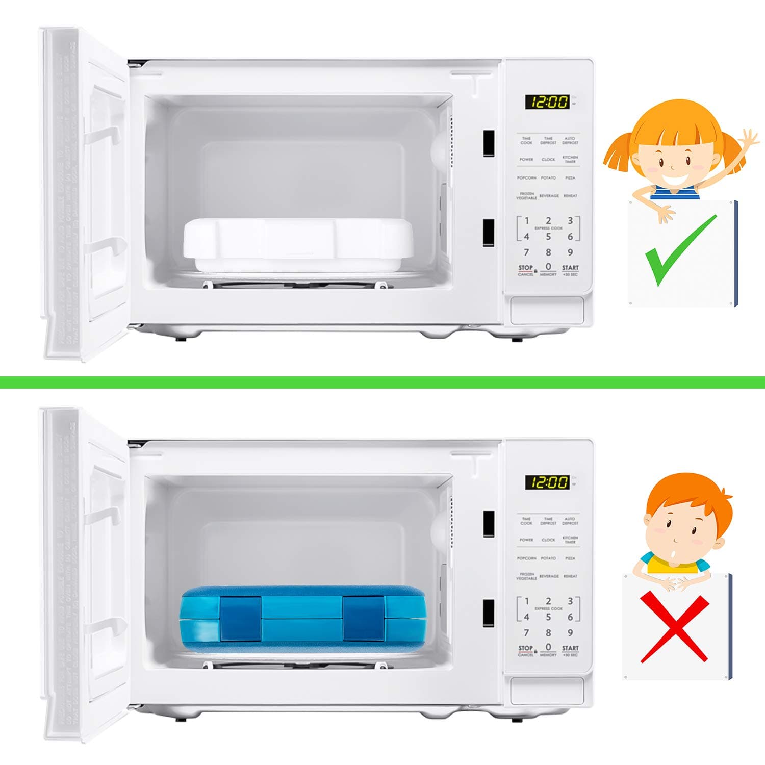 Kids Lunch Bento Box, Leak-proof 3 Compartments Lunch Container, Lunch Snacking-Pack Box, Buckle Food Box, Great for School, Travel, Picnics, Boy, girl, baby, Kindergarten kids