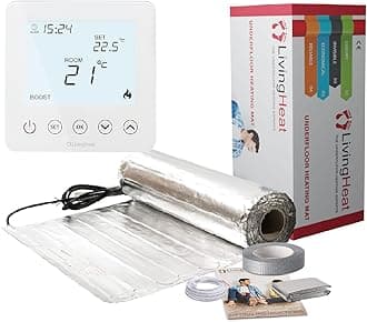 Underfloor Heating Kit for Under Laminate & Wood Floors, Electric 150w /m² with T5 Touch Screen Thermostat, 12/m²
