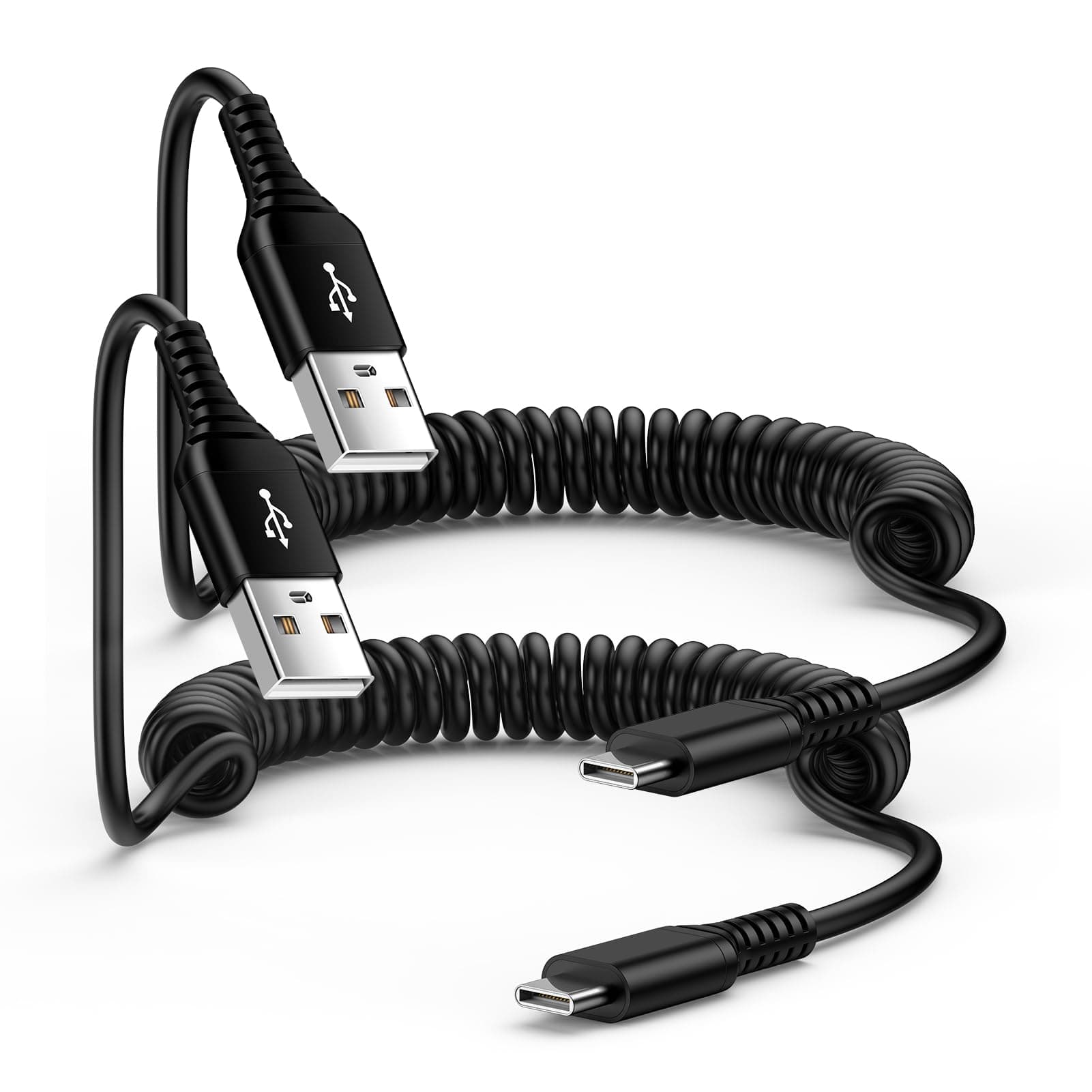 Android Auto USB C Cable for Car Samsung Charger Cord Type C Fast Charging Coiled Cell Phone Power Cord 3FT 2Pack for Samsung Galaxy S26 A17 A36 A16 A14 5G A54 S25 S24 S23 S22 S21 S20 A53,Pixel 8 7a 7