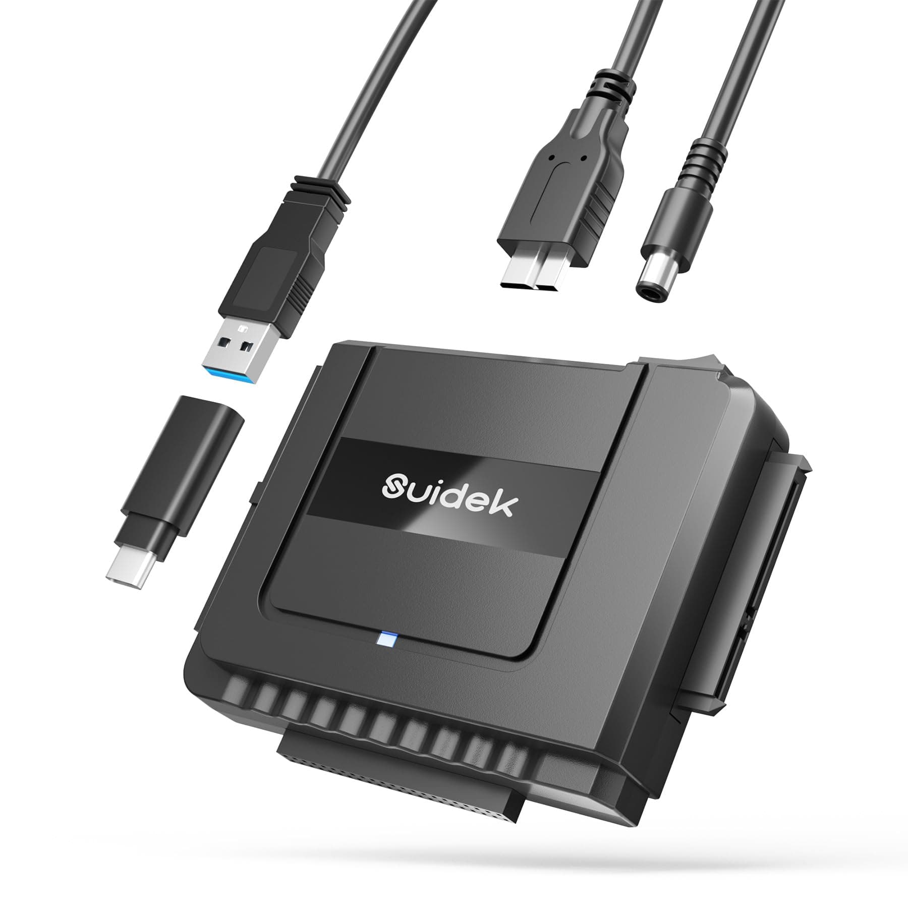 SUIDEK USB 3.0 to IDE & SATA Adapter, External Hard Drive Converter Kit for 2.5"/3.5" HDD/SSD, IDE to USB C, Includes 12V/2A Power Adapter, Plug & Play for Windows/Mac/Linux