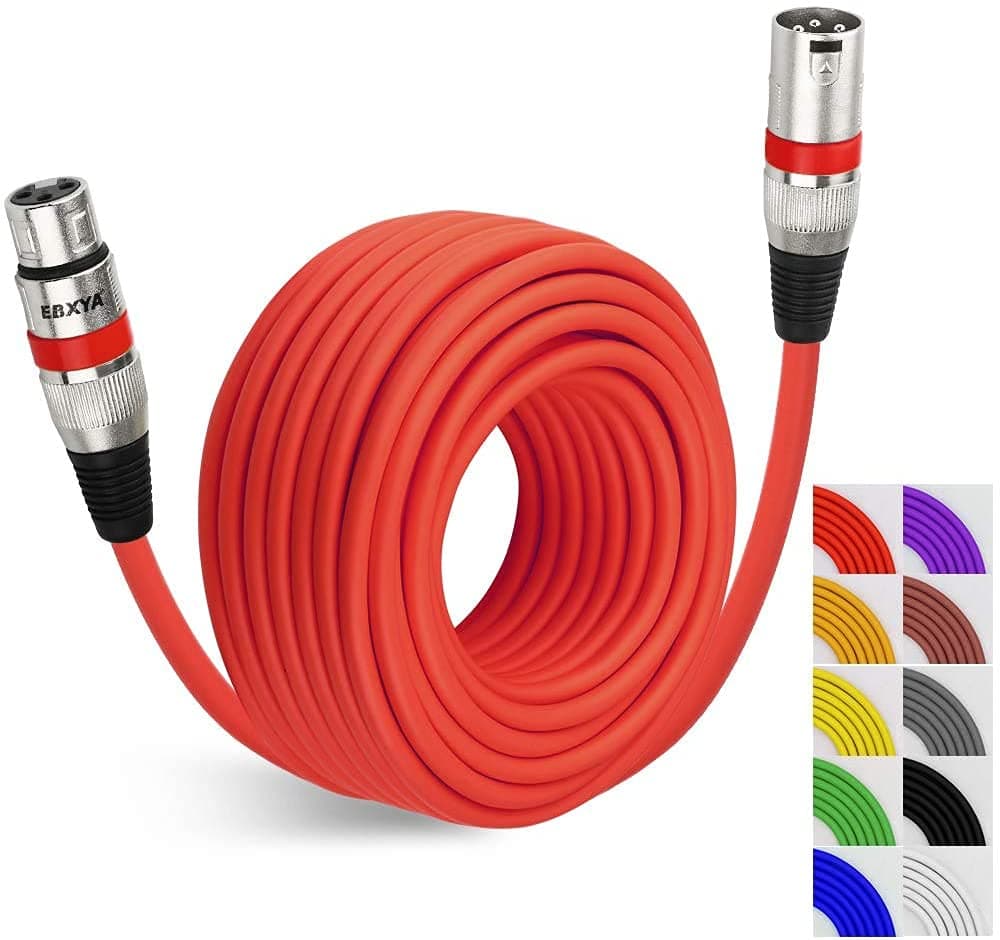 EBXYA XLR Cable 50 Ft Colored, Balanced DMX Cable Microphone Patch Cable Cords 50 Feet, Red