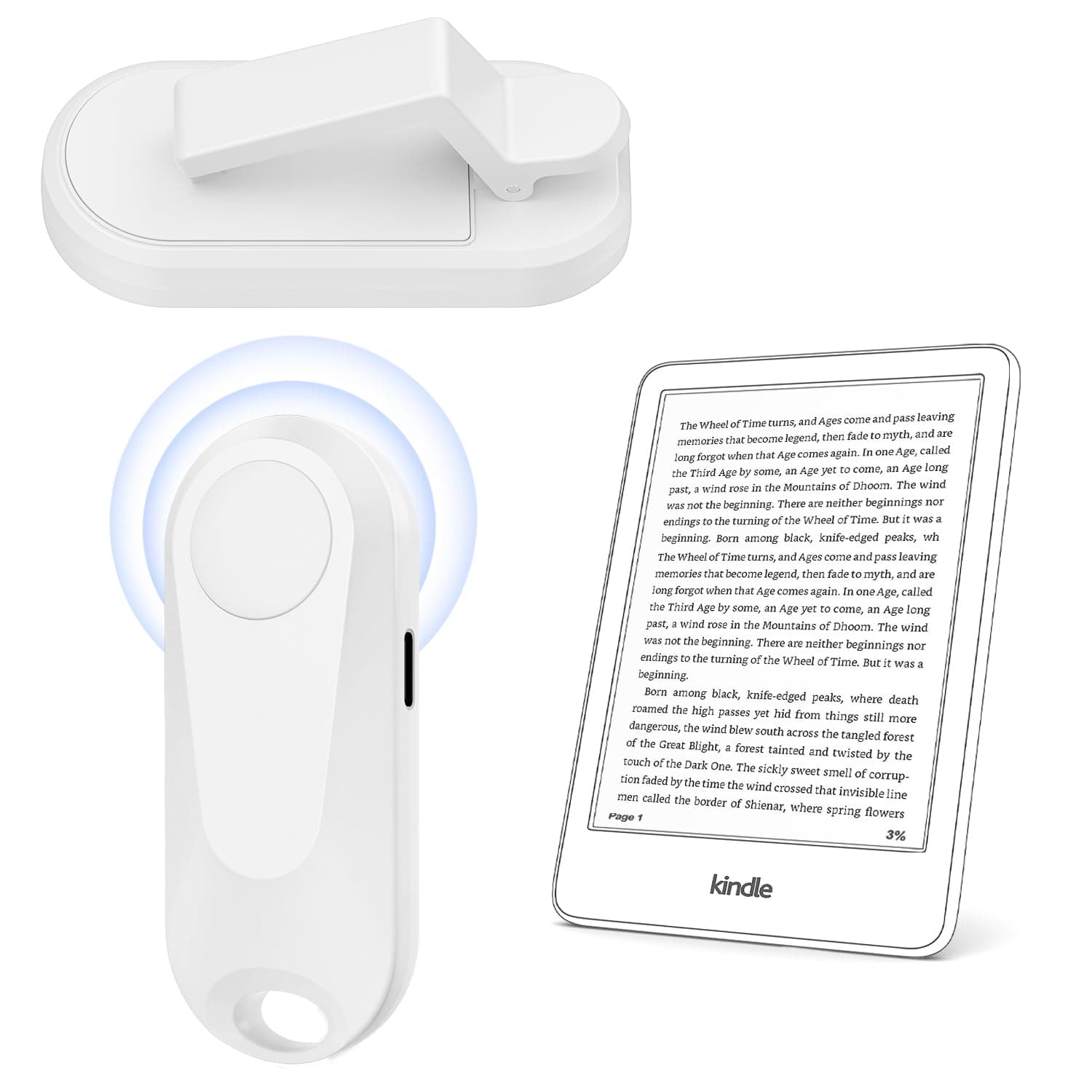 [Case-Friendly] Page Turner for Kindle Paperwhite Oasis Kobo eReaders, Camera Camcorder Remote Controls, Page Turner Clicker for ipad Tablets Reading Novels with Wrist Strap Storage Bag