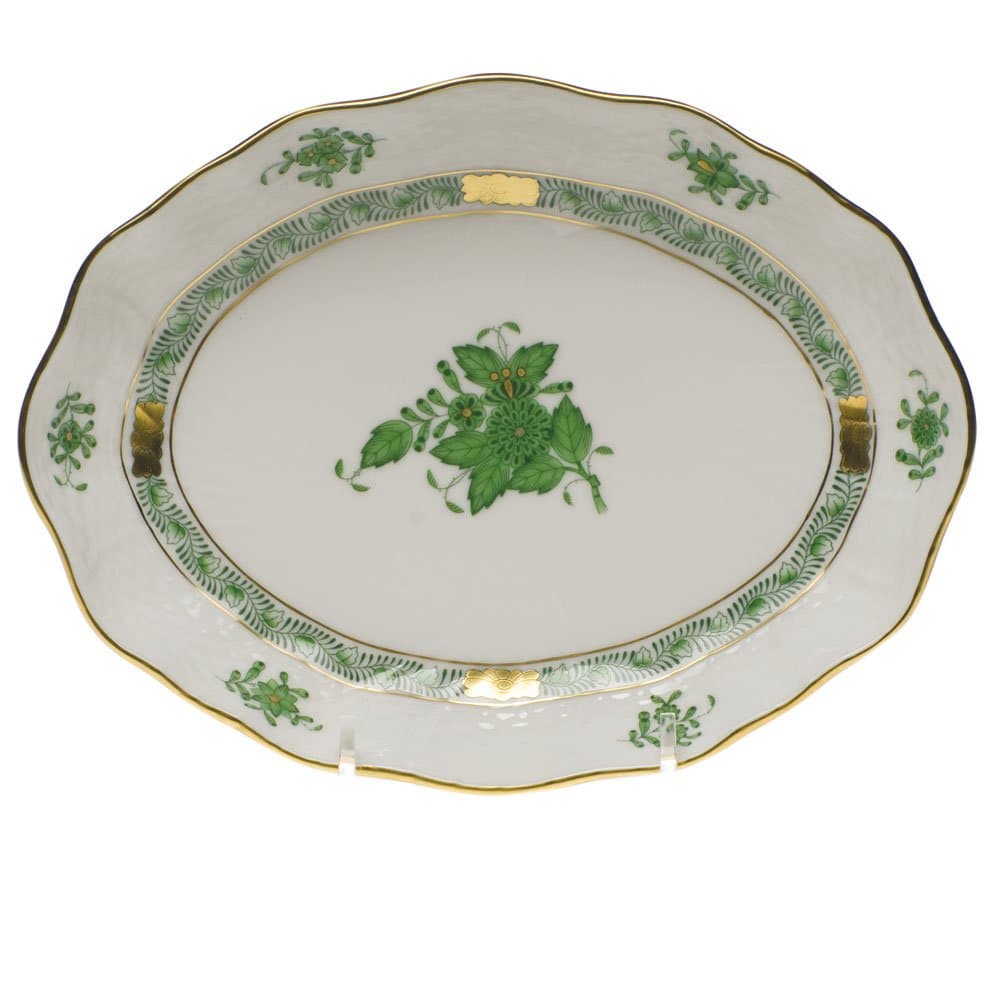 Herend Chinese Bouquet Green Oval Dish
