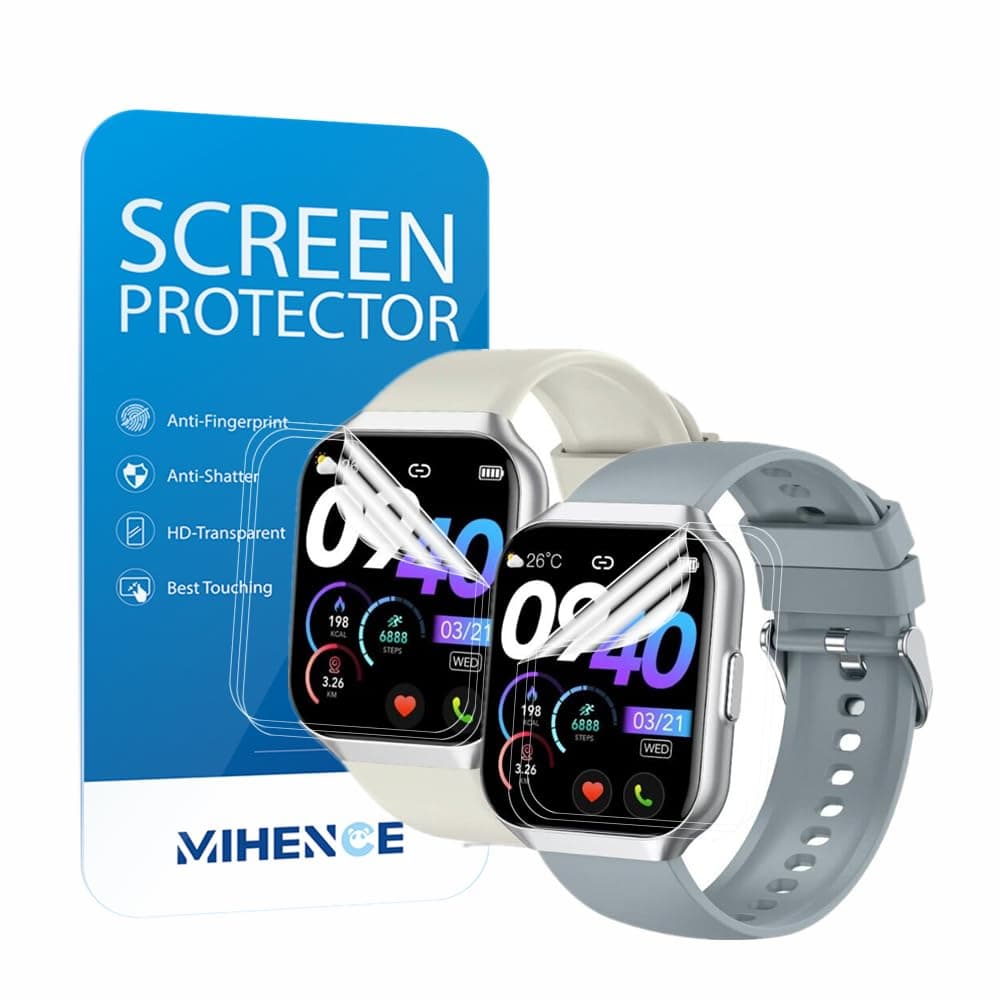 Screen Protector for P98 / P99 1.96" Smartwatch, TPU HD Protective Film Compatible for QCOQ P98 / CASCHO P98 / taopodo P98 / Motast P99 / Togala P99 1.96'' Smart Watch (6 PCS)