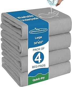 Bed Pads Washable Waterproof(4 Pack, 34 x 52), Washable and Reusable Anti Slip Incontinence Pee Pads for Adults, Elderly, Kids, Toddler and Pets, Grey
