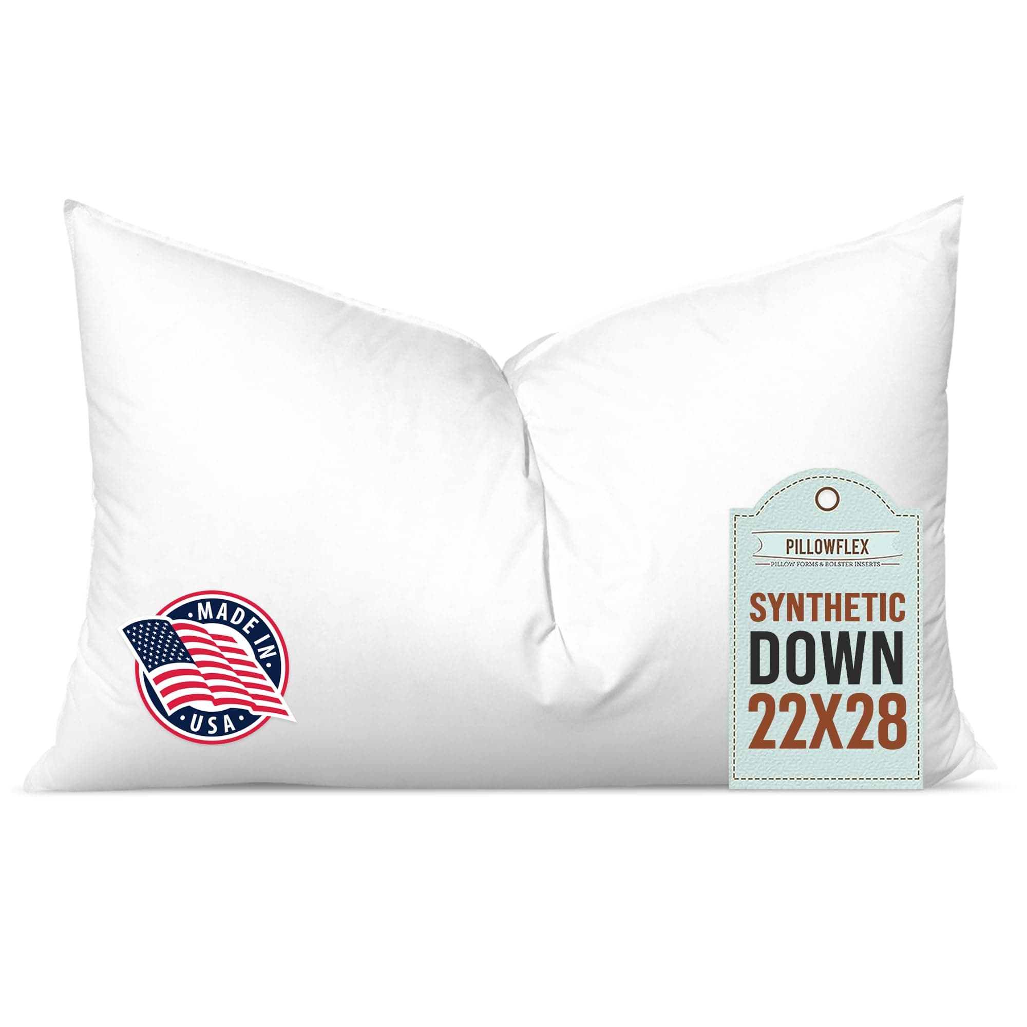 Synthetic Down Pillow Insert - 22x28 Down Alternative Pillow, Ultra Soft Oversized Standard Bed Sleeping Pillow, Large Rectangle Sham - 1 Decorative Pillow Form