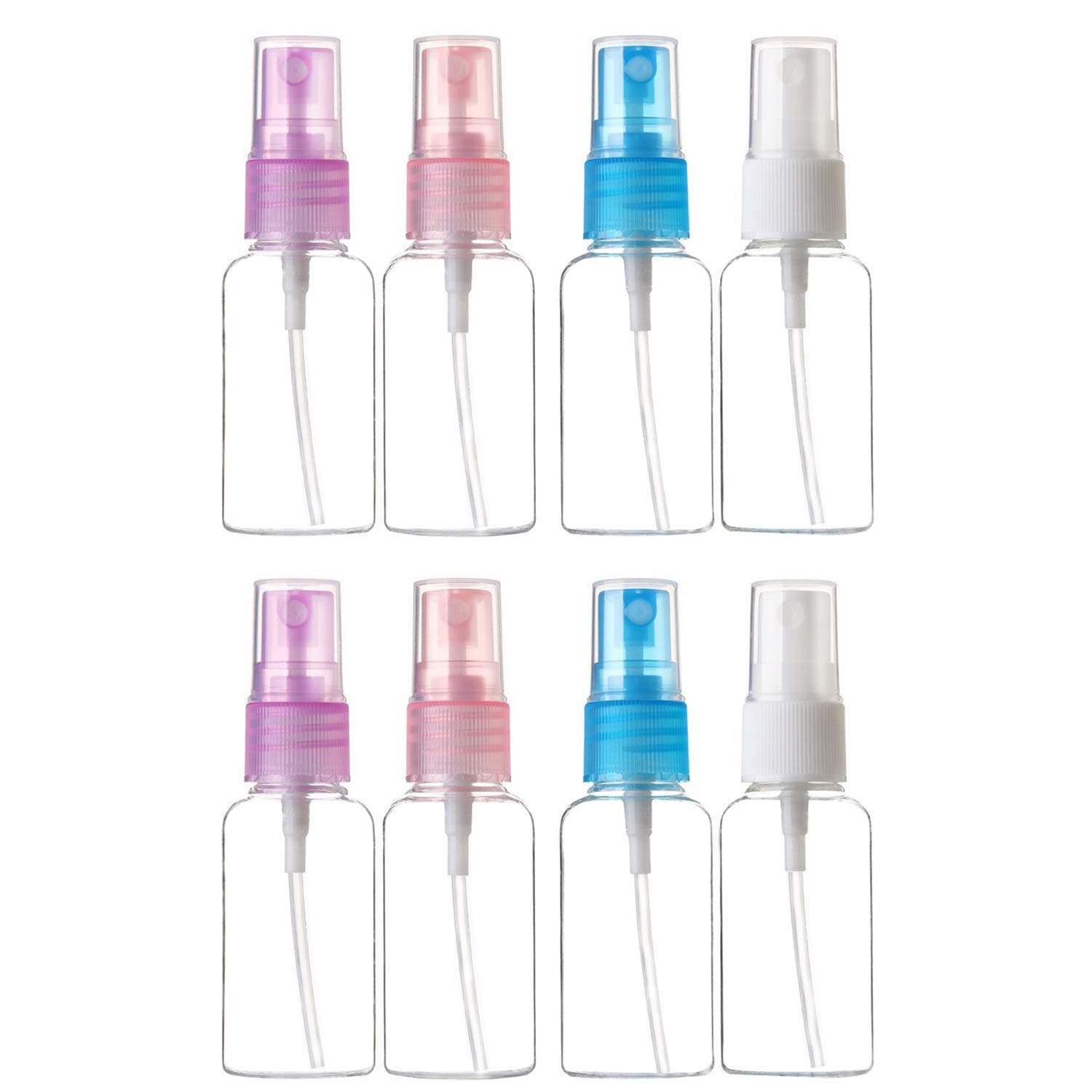 Honbay 8PCS 30ML Small Portable Reusable Plastic Fine Mist Perfume Spray Bottle Transparent Empty Spray Sprayer Bottle Cosmetic Spray Bottles Transparent Travel Small Bottlesm - 4 Colors