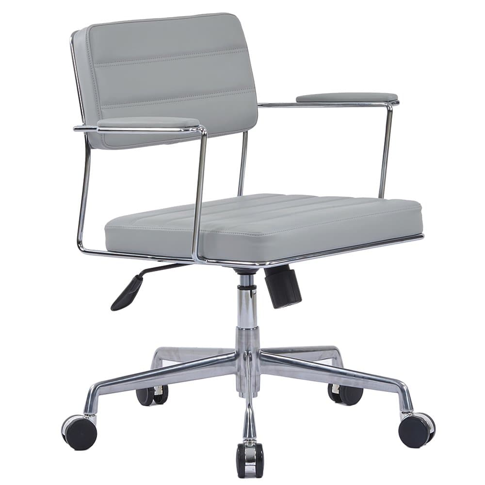 Clearance Recliner Mid-Back Upholstered Leather Swivel Multi-Function Task Chair, Gray