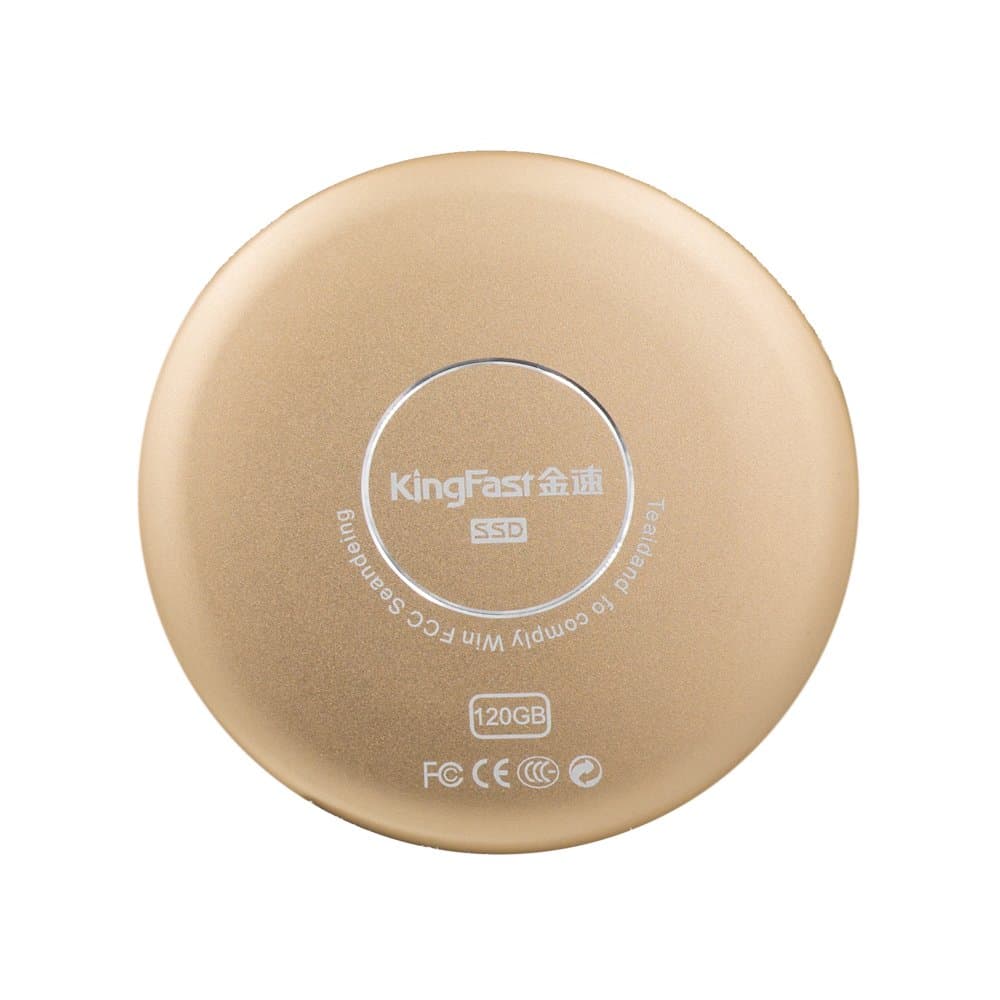 KingFast 120GB Portable SSD USB 3.0 Shock Resistant External Solid State Drive with Type C Port (Gold)