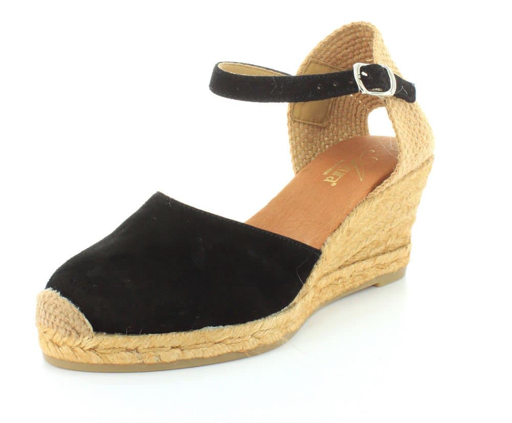 Spring Step Womens Antoine Wedge Espadrilles-6 Black