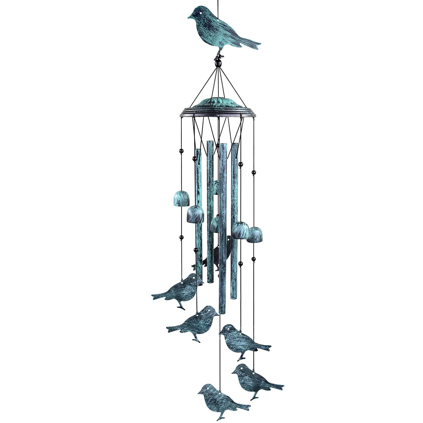 Monsiter QE Bird Wind Chimes for Outside, Outdoors Wind Chimes with 4 Large Aluminum Tubes & S Hook - Outdoor Clearance Hanging Decor for Garden, Patio, Backyard or Porch