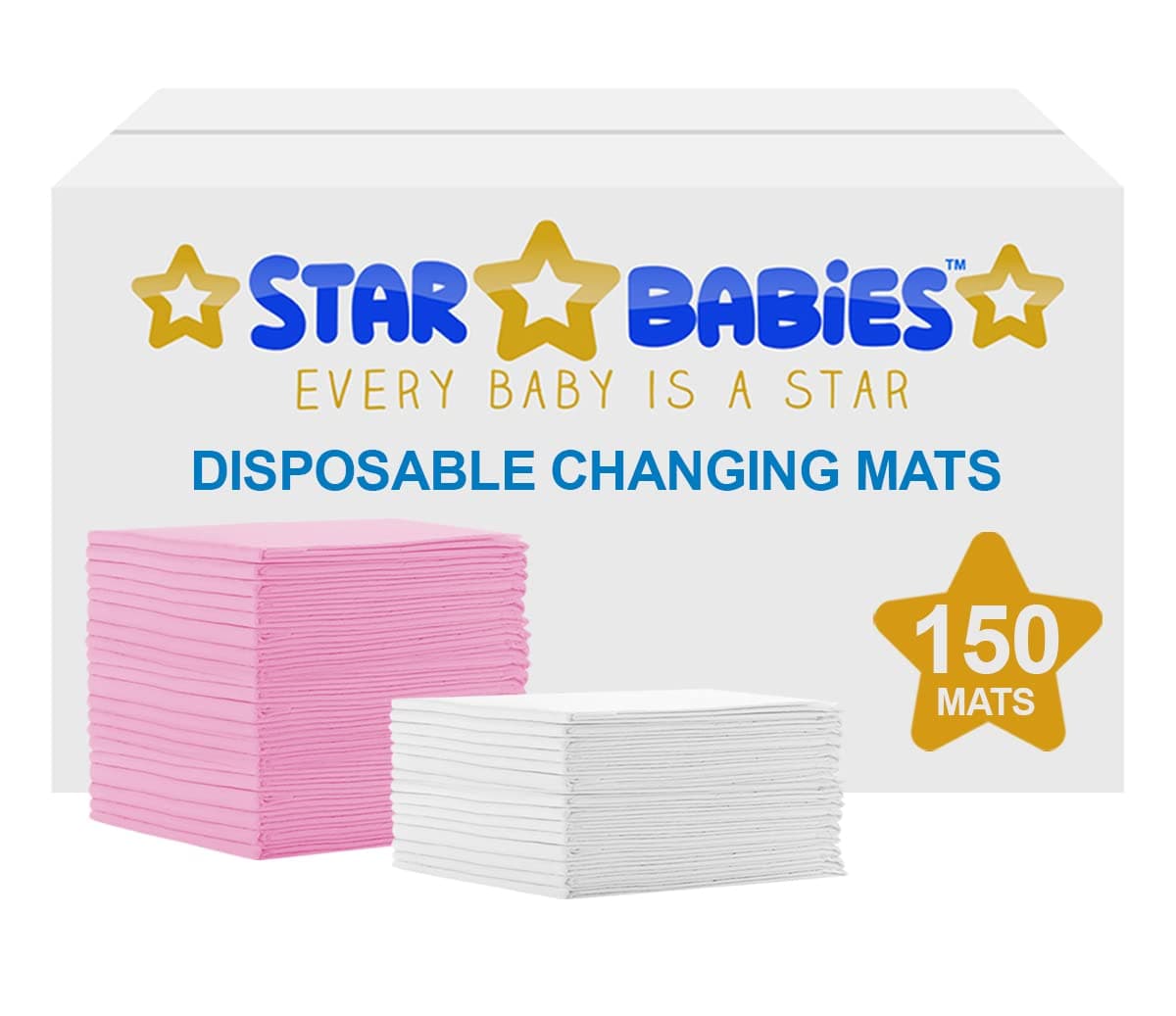 Star Babies Disposable Changing Mats Pack of 150, Assorted