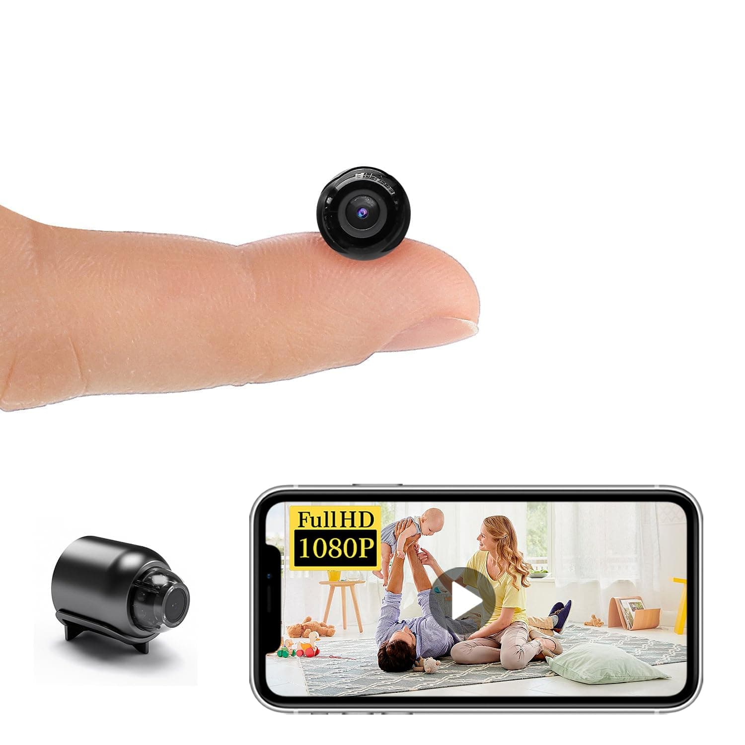 Smallest Wireless WiFi IP Camera,HD1080P Concealed Mini Camera with Video Recording Live Feed,Baby Monitor,Nanny Cam,with Night Vision,Motion Detection,Cloud Storage for Security with iOS Android APP