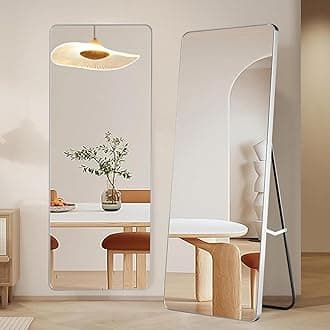 Beauenty Full Length Mirror, Dressing Mirror, Rectangle Floor Stand Mirror, Bedroom Mirror, HD Wall Mounted Mirror, Full Body Mirror for Bedroom Locker Room Living Room (White)