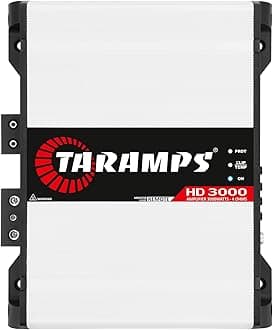 Taramps HD 3000 4 Ohms White 1 Channel Amplifier 3000 Watts RMS Digital, Crossover, Low/High Pass, Bass Boost, Gain Control, Car Audio System, Monoblock Full Range, LED Monitor Indicator, HD 3k
