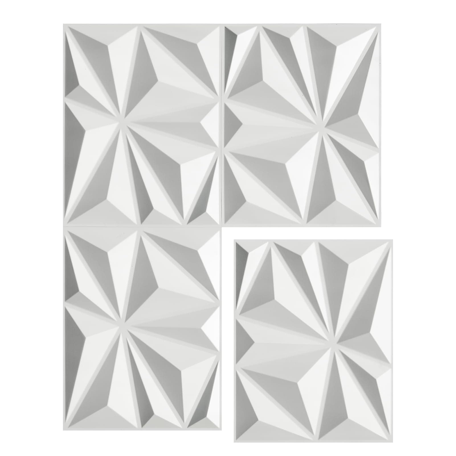 WOWSTAR 24-Pack 31 sq. ft 3D Wall Panels Diamond for Interior Wall Decor, Decorative PVC Textured Wall Tiles for Living Room, Bedroom, 11.81x 15.75”