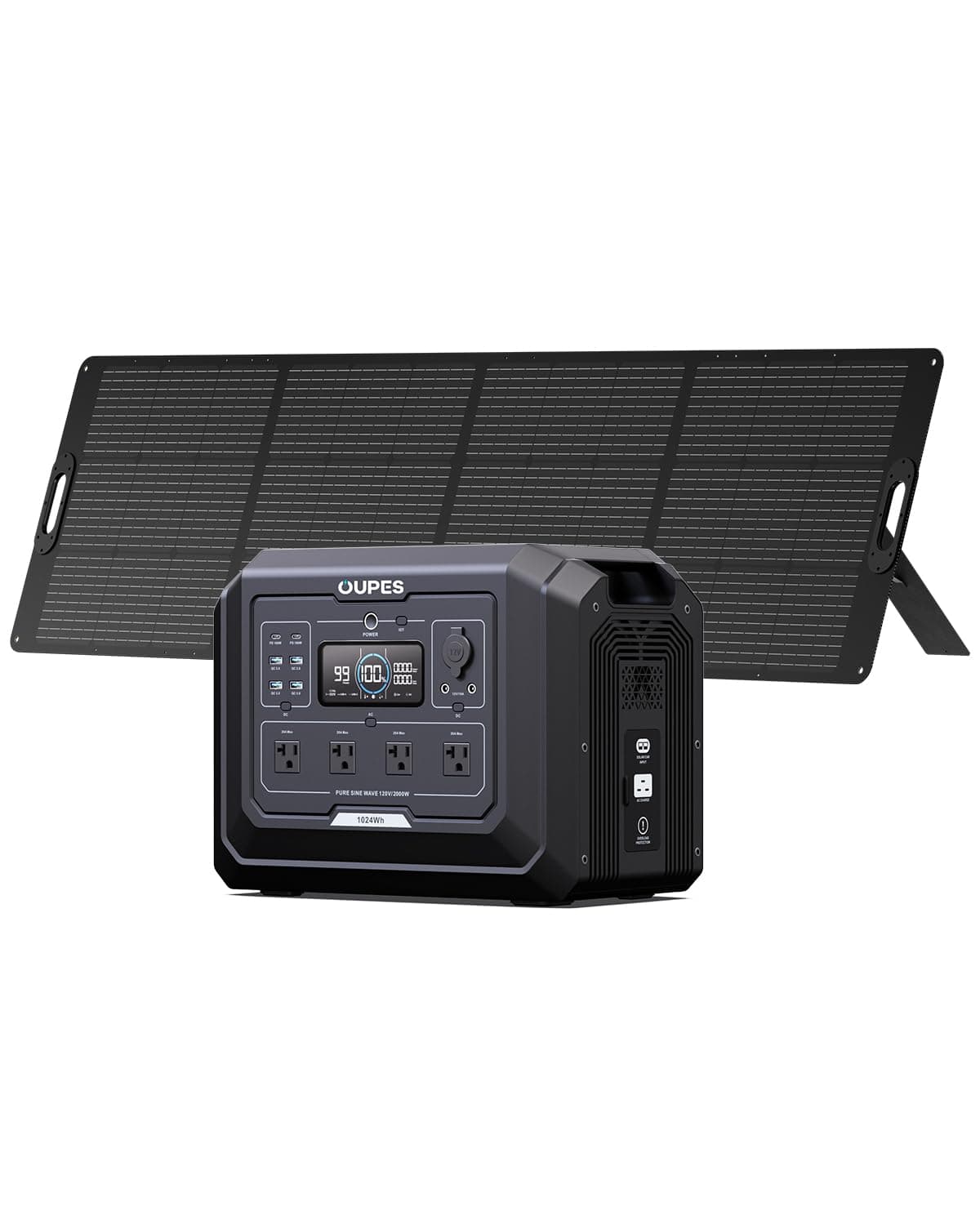 2000W Mega 1 Solar Generator Kit with 240W Panel Included, 1024Wh LiFePO4 Battery Power Station with UPS & APP, for Road Trip, Off-grid, RVs, Power Outages