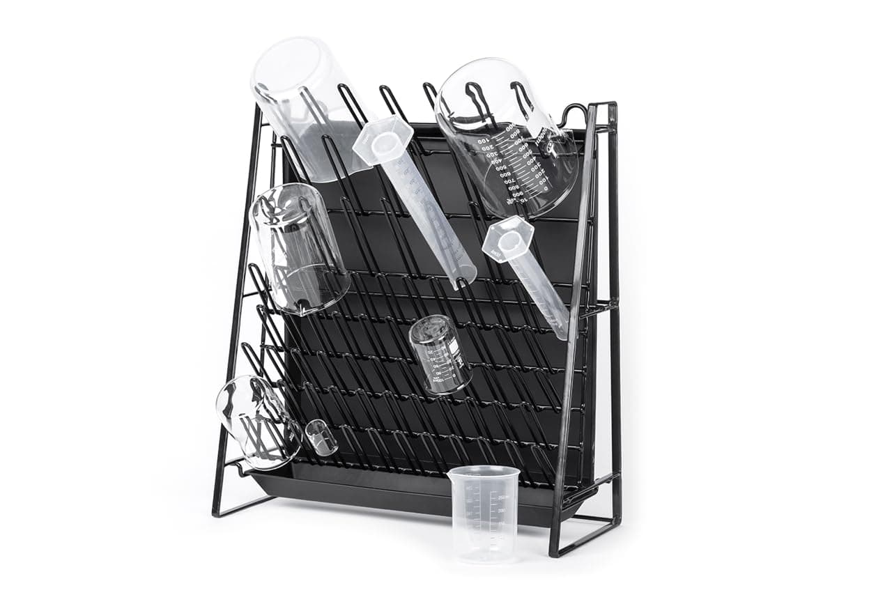 Inevibe Drying Rack for Lab Glassware and Bottles - Laboratory Draining Dryer Stand for Countertop, Space Saving Steel Wire Frame - Station for Baby Feeding Bottle