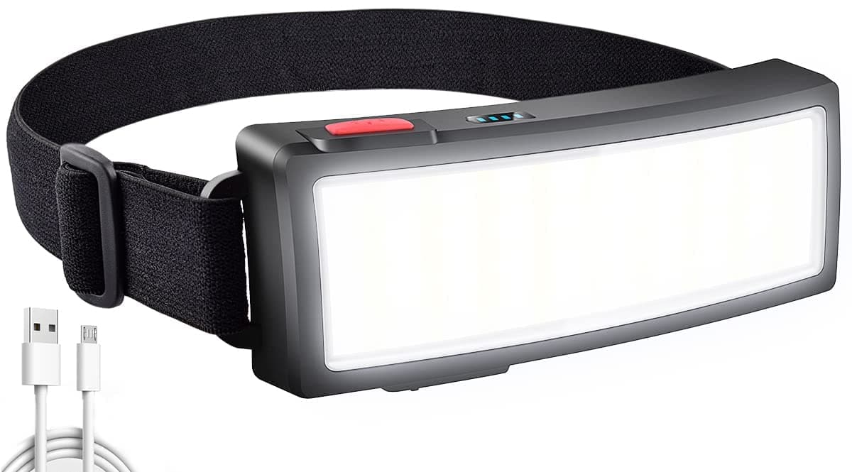 LETOUR LED Head Torch, Rechargeable COB Head Torch Super Bright Headlamps 1000Lumen Lightweight Waterproof Headlight 3 Modes Work Light, 1200mAh Adjustable LED Headlamp for Camping, Hiking, Fishing