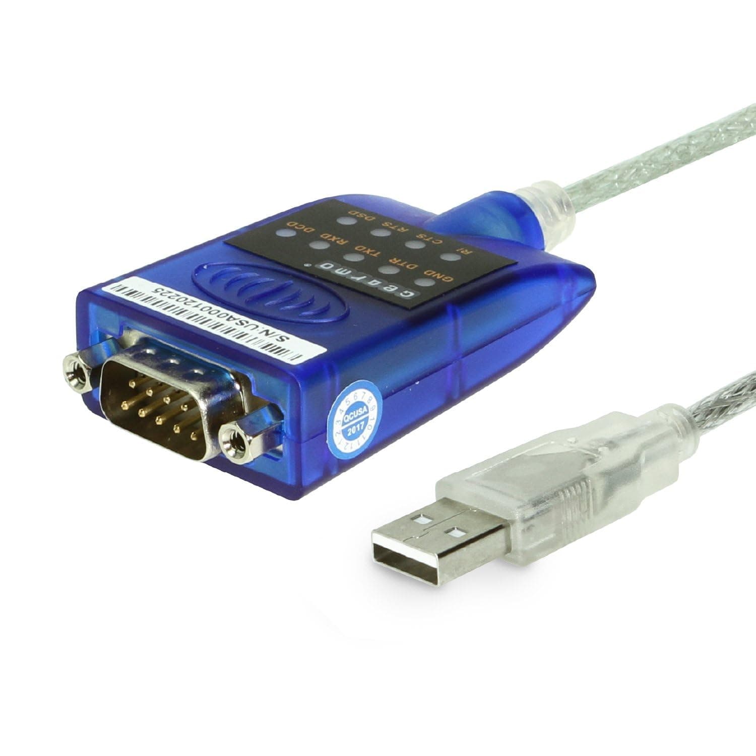 USB 2.0 to RS-232 Serial Adapter - 16in. Cable, LED Indicators, FTDI Chip, Plug & Play - Use Legacy Serial Devices with Modern USB Systems