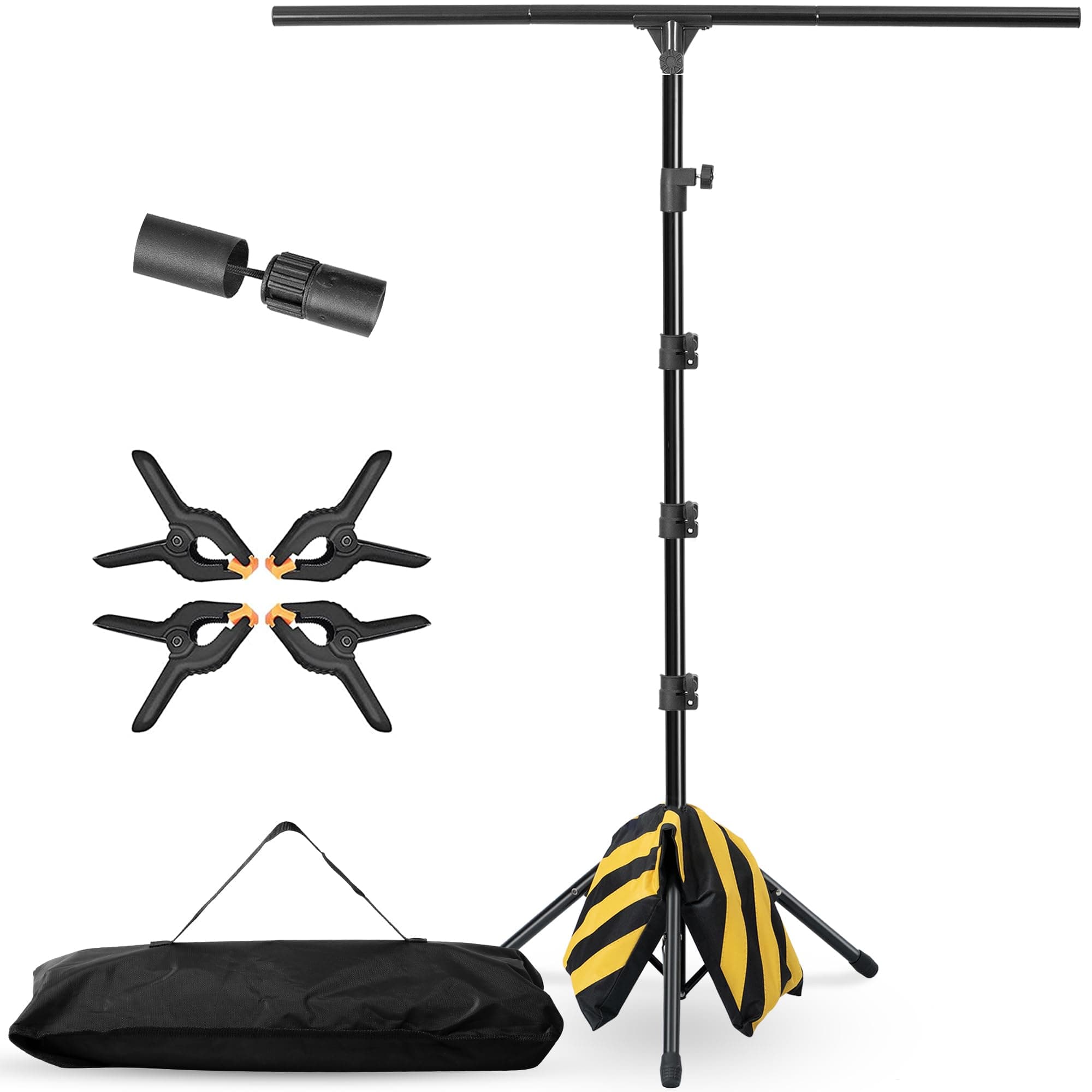 Coliflor T-Shape Portable Backdrop Stand, 6.5x3.2ft Adjustable Photo Background Stand Kit, Sturdy Small Back Drop Holder with 4 Spring Clamps, Carry Bag for Parties, Photography and Video Studio