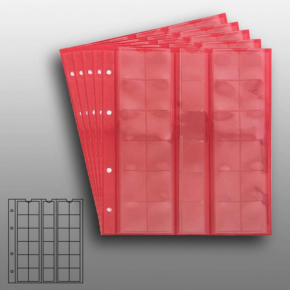 Prophila Collection 5 Numismatic Sheets, 30 Compartments up to 25 mm Diameter