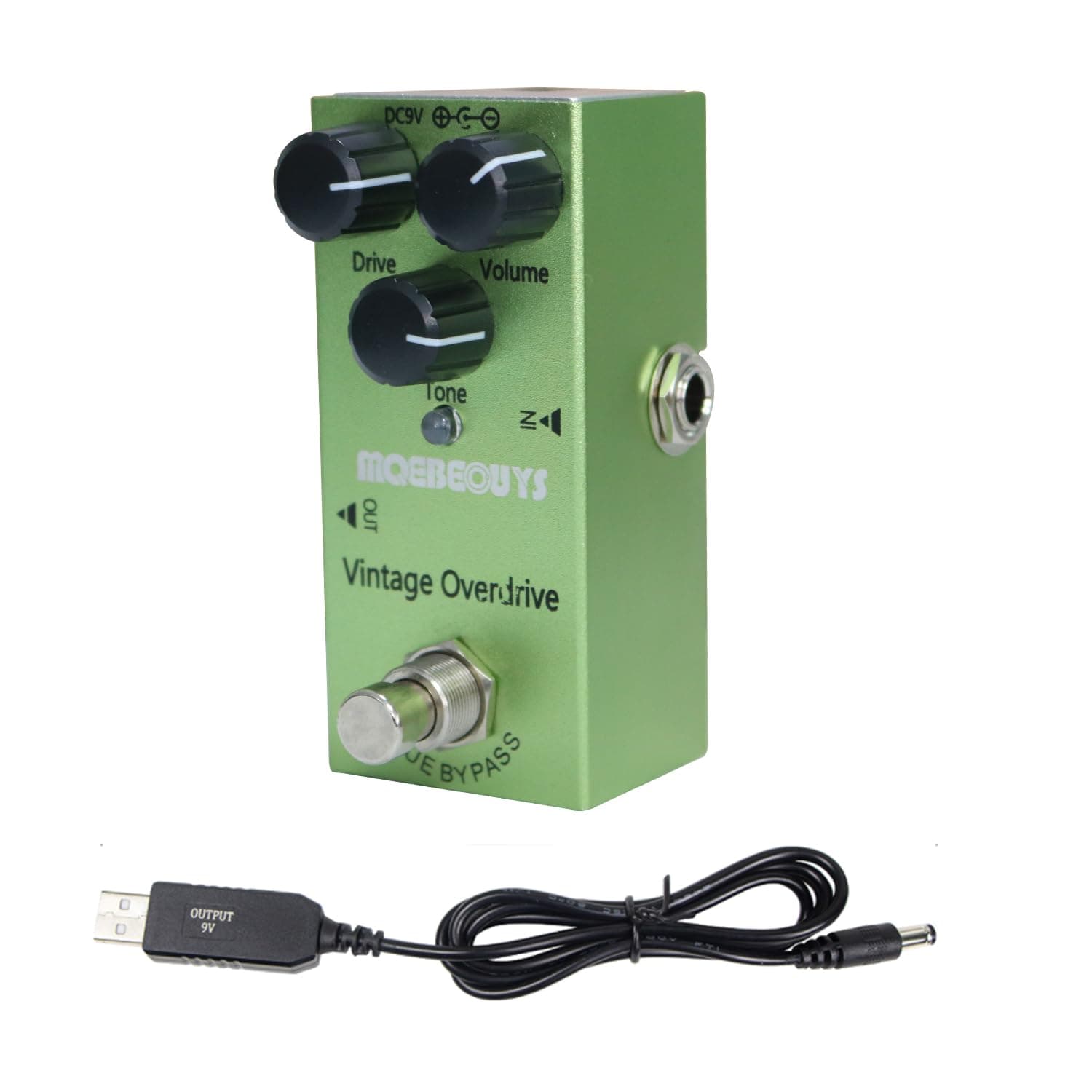 Electric Guitar Effects Pedal Mini Single Type DC 9V True Bypass Equipped with USB5V to 9V boost cable (Vintage Overdrive)
